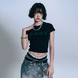 EASY See-through Crop Short Sleeve - Black