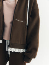 フラッフィージップアップフーディー (Brown)