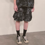 tie-dye cargo shorts_black