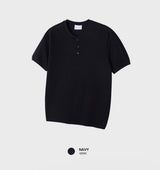 ルックローガンデイリーワッフルヘンリーネックショートスリーブTシャツ