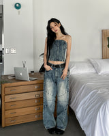 Kishi Set-Up Cut Out Denim Top