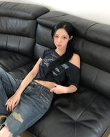 Turner Cutout One-Shoulder Crop Short Sleeve