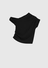 ONE SHOULDER CROP TOP_BLACK