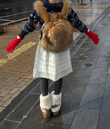 Patch Finger Slit Long Gloves