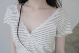 レースストライプTシャツ