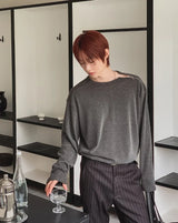 Roda Ribbed Diagonal Zipper Long Sleeve T-shirt