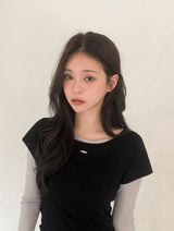 ベーシックUネックウォームペンダントTシャツ (5color)