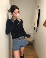 Yami リブ ディープ Vネック ニット