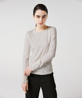 modal button long sleeve top_grayish beige