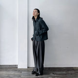 Curved Pleated Wide Trousers