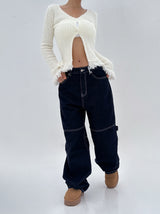 [BODY SHAPING] HIP FRINGE SOFT-FIT SLIM KNIT V-NECK CARDIGAN - 2 COLOR