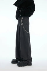 Striped Metal Accent Straight-Leg Trousers