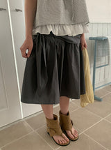 Dunkey Shirring Wrap Midi Skirt