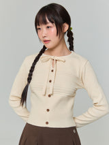RIBBON BUTTON SILM KNIT - BUTTER
