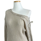 MEU One Off-Shoulder Ribbon Ribbed Knit Dress
