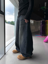 Stand Cat Balloon Denim Pants