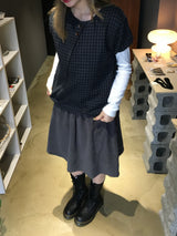 モノチェックパフブラウス (2c)