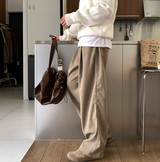 Yogis Wide-Fit Single-Tuck Corduroy Pants