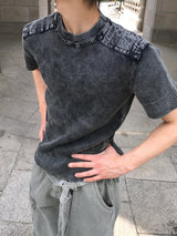 ファイナー ショルダーパネル ウォッシュド ショートスリーブ Tシャツ 3C