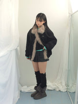 Milkfur high neck suede jumper