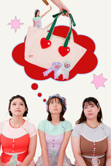 チェリーオントップトートバッグ (ブルー)