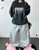 ロープラインリボンサイドセミバルーンワイドパンツ 🖤🤍 2カラーズ