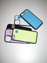 sky-blue square patch epoxy phone case