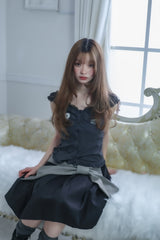 LMpatch frillblouse(black)