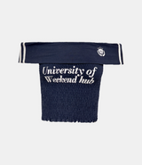 Weekend Varsity Shirring Top