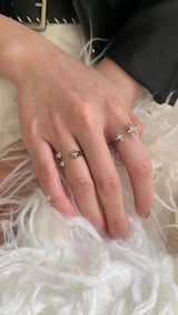 Star piercing open ring SET
