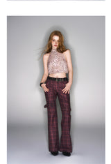 2025 Spring/Summer New Leopard Print Sleeveless Drawstring Adjustable Top