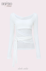Thai wrap strap long-sleeve T-shirt