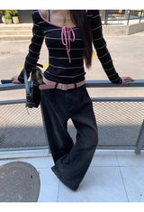 ピンクストライプ長袖Tシャツ