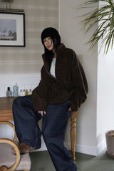 Suede patch denim pants