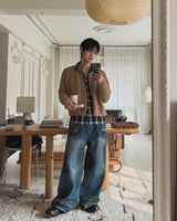 Linear Rivet Dirty Wash Denim Pants