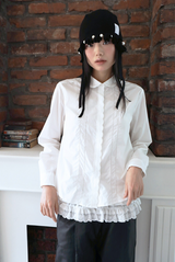 ROUND COLLAR LACE SHIRT OFF WHITE