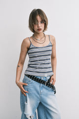 stripe sleeveless (blue)