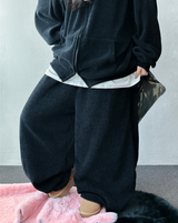 ワイドバルーンセットアップシャイニーベルベットビッグフード & バルーンパンツ 🖤🐣 3 COLORS