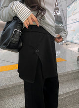 Wooeun Layered Bootcut Button Wrap Skirt Pants