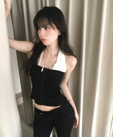 woman in black low button bootcut pt