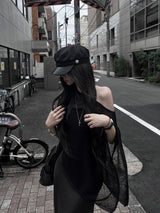 シースルーオーバーフィットニットケープ