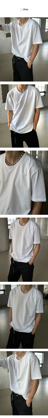 [BASIC  ITEM] UネックラウンドハーフT（２色）