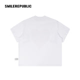ホワイトコットンLOVEハートグラフィックオーバーサイズTシャツ