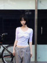 Shirring Glow Top -Pearl White