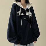 Diner Patch Embroidery Semi-Zipup Hood