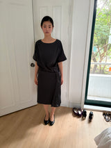 waist tie midi dress