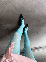 White DOT blue stockings