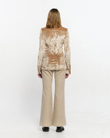 Embroidered Velvet Slim Shirt _ BEIGE