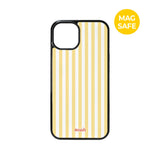 【MADE】パステル ストライプ イエロー アイフォン ケース [Glossy Glass/Magsafe]