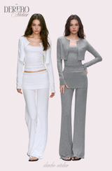 Anna lace cardigan training three-piece set (Sleeveless cardigan, pants)